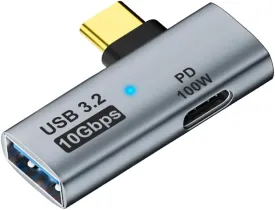 2-in-1 USB C to USB 3.2 OTG Splitter Adapter with 100W Charging Port, Thunderbolt 4/3 OTG Converter for MacBook,Meta Quest 2, iPhone 15,iMac,iPad and More (Grey)