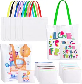 20 Pack Sublimation Tote Bags Bulk, Sublimation Blanks Canvas Tote Bags Cosmetic Makeup Bags, Reusable Colorful Widen Grocery Canvas Shopping Bags For DIY, Halloween, Christmas Craft Gift