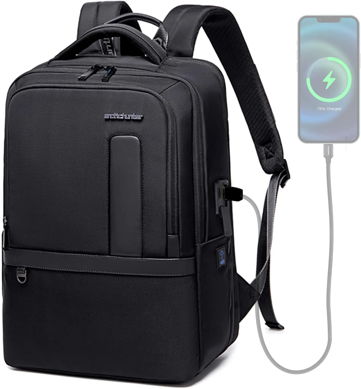 40L Large Travel Laptop Backpack for Mens Women Expandable Business Work Backpacks Water Resistant Computer Backpack with USB Charging Port Fits 17.3 Inch Laptop - Black