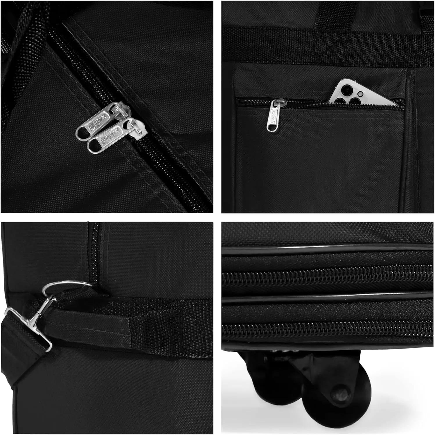 40"" Navy Blue Large Expandable Rolling 6 Wheeled Duffel Bag Spinner Suitcase Luggage (Black), BLK1PK40