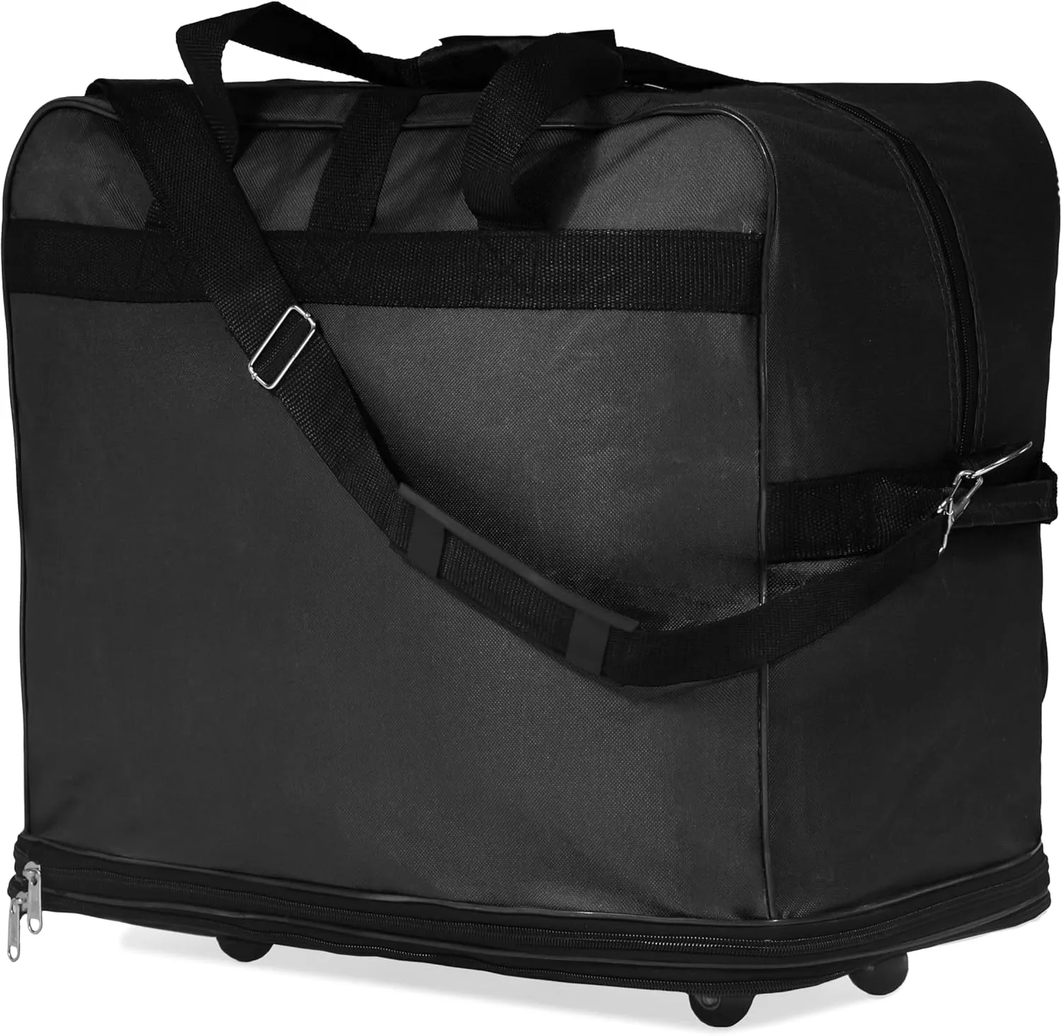 40"" Navy Blue Large Expandable Rolling 6 Wheeled Duffel Bag Spinner Suitcase Luggage (Black), BLK1PK40