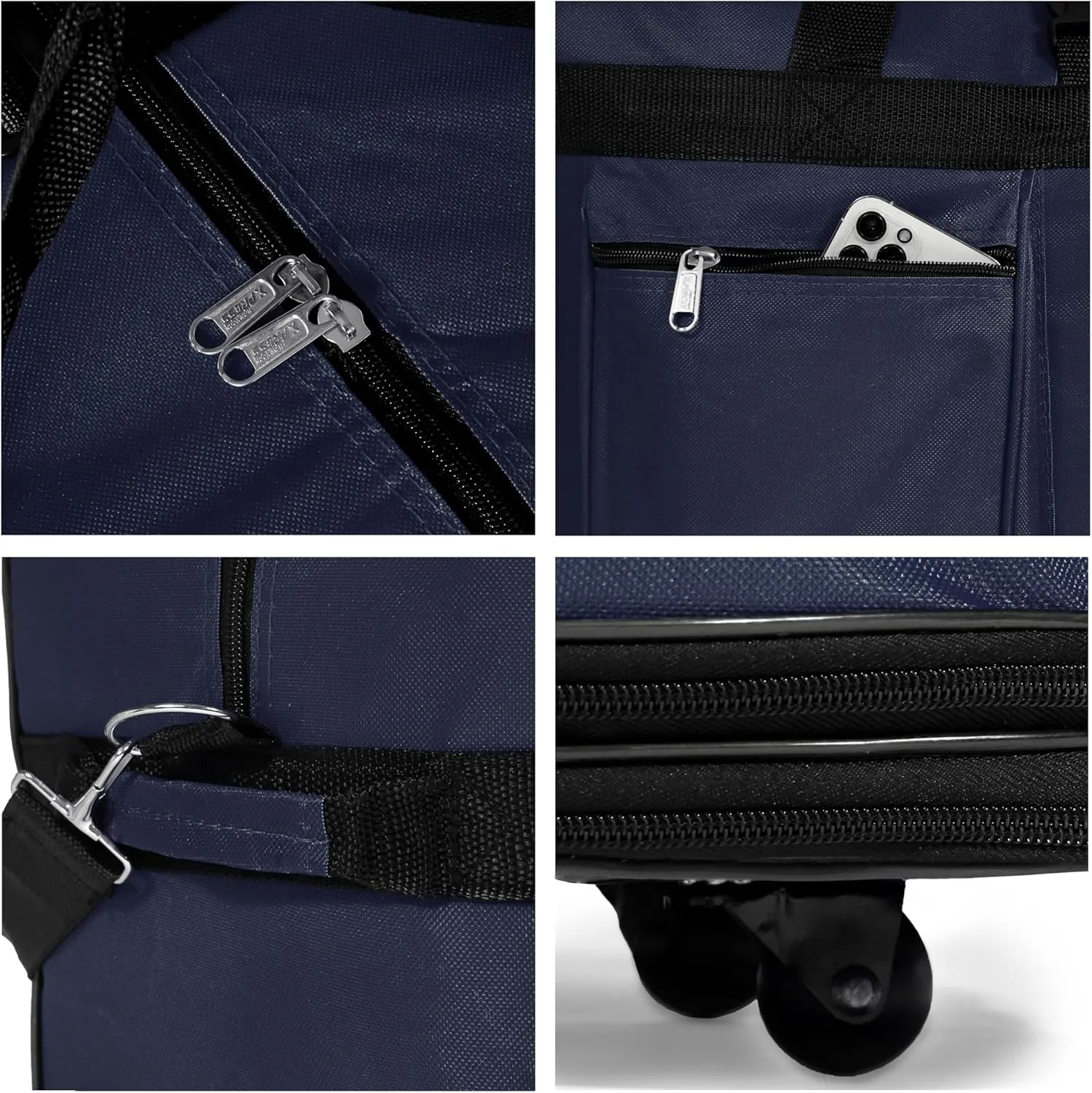40"" NAVY BLUE Large Expandable Rolling 6 Wheeled Duffel Bag Spinner Suitcase Luggage, BLK1PK40