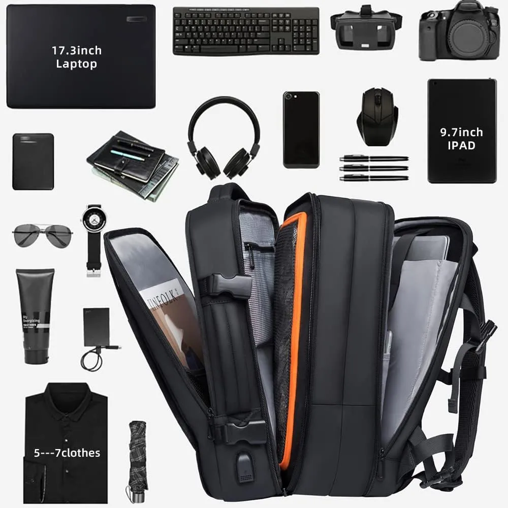 45L Carry On Backpack, Weekender Travel Backpacks, 17.3 inch Laptop Back Pack Business Expandable Bag for Men and Women