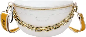 Aiqudou Fanny Pack Chest Bag Crossbody Purse for Women - Women's Leather Waist Bag with Chain Strap, Belt Bag Travel Pouch