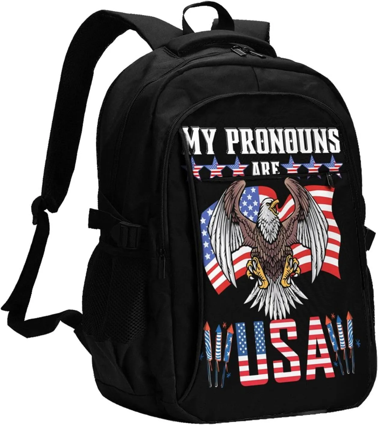 American Flag Travel Backpack Laptop Backpacks Business Rucksack Outdoor Daypack Large Sport Bag with Luggage Strap USB Charging Port for Hiking Working