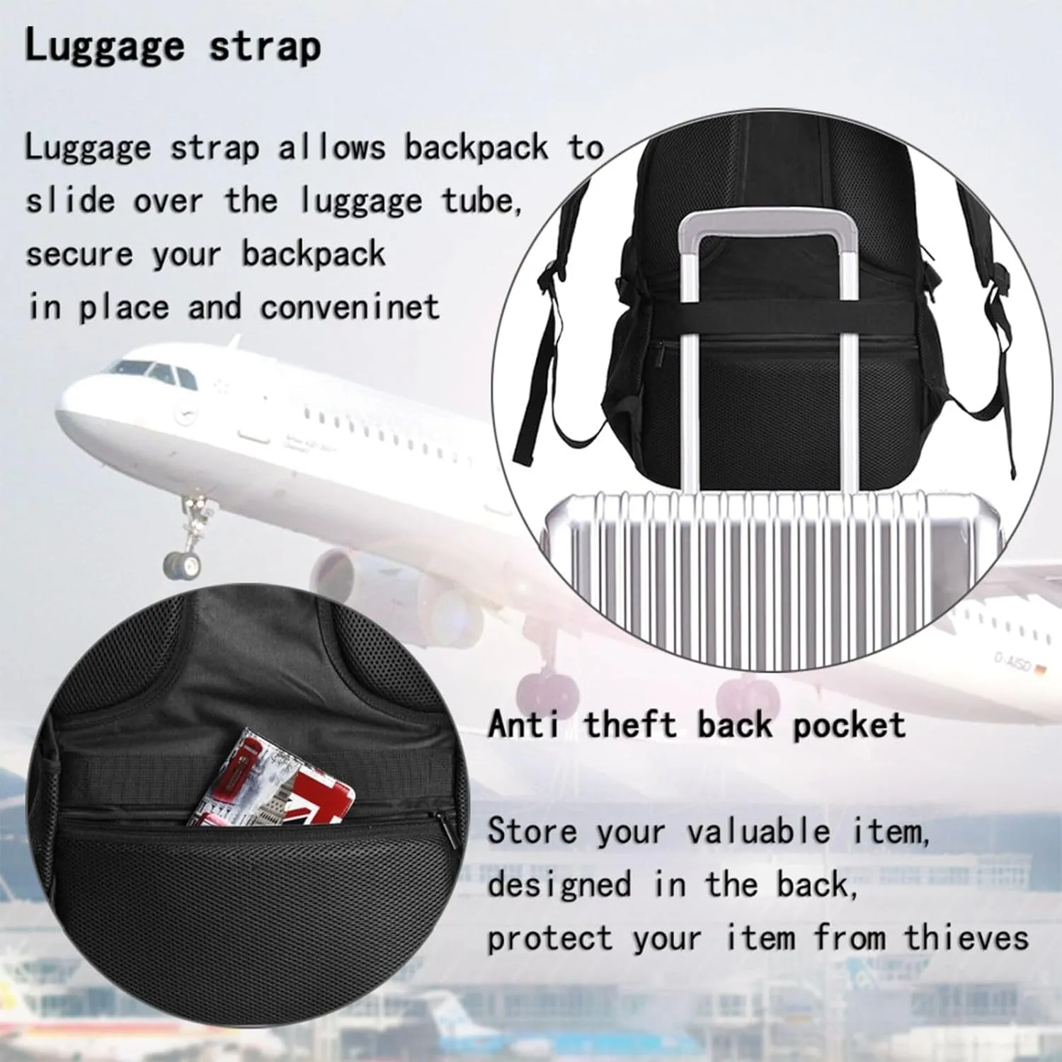American Flag Travel Backpack Laptop Backpacks Business Rucksack Outdoor Daypack Large Sport Bag with Luggage Strap USB Charging Port for Hiking Working