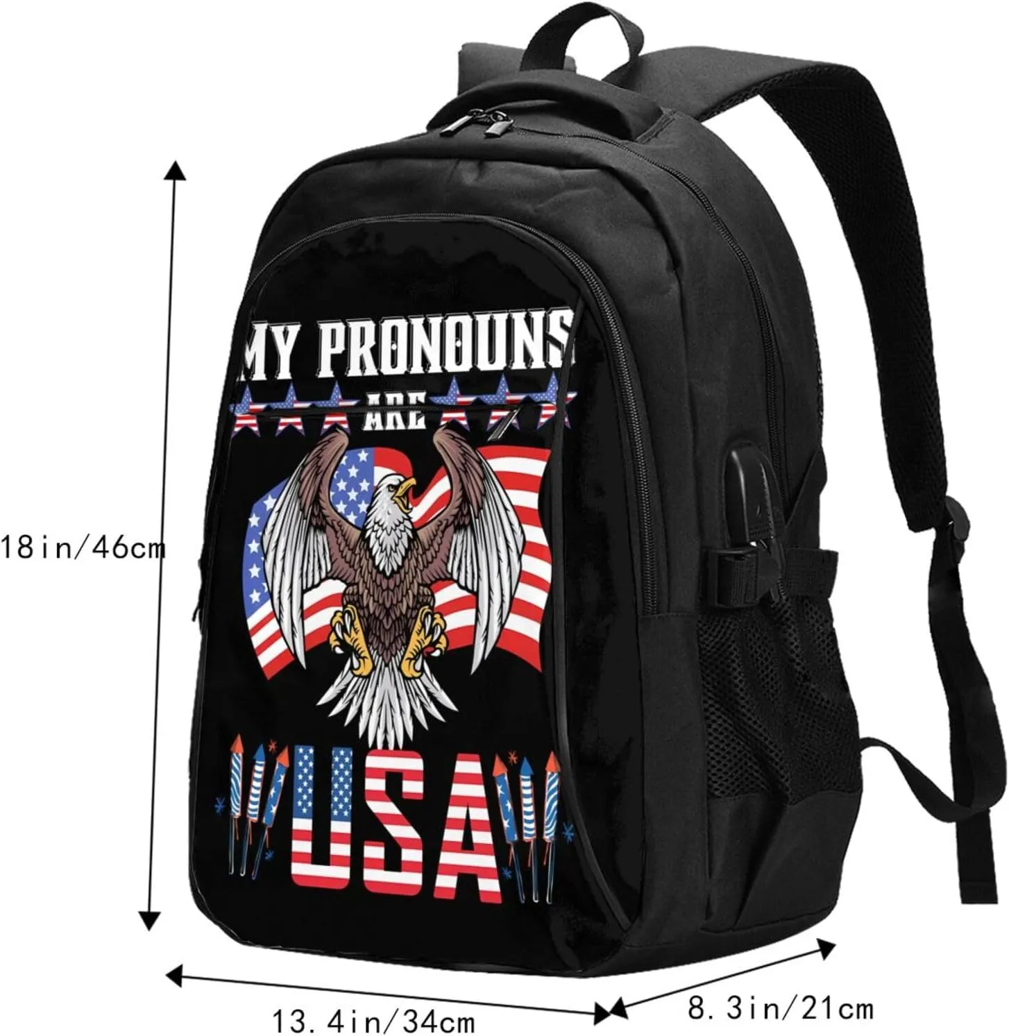 American Flag Travel Backpack Laptop Backpacks Business Rucksack Outdoor Daypack Large Sport Bag with Luggage Strap USB Charging Port for Hiking Working