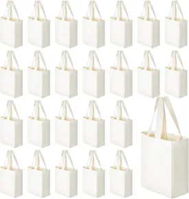 Amylove 24 Pcs Mini Tote Bag Sublimation Blank Canvas Tote Reusable Grocery Bags DIY Sack for Party Event Candy(8 x 10 x 4 Inch,Natural Color)