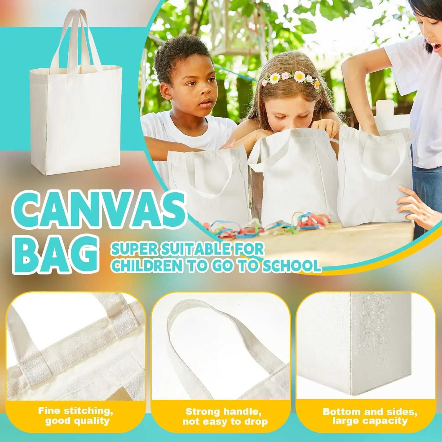 Amylove 24 Pcs Mini Tote Bag Sublimation Blank Canvas Tote Reusable Grocery Bags DIY Sack for Party Event Candy(8 x 10 x 4 Inch,Natural Color)