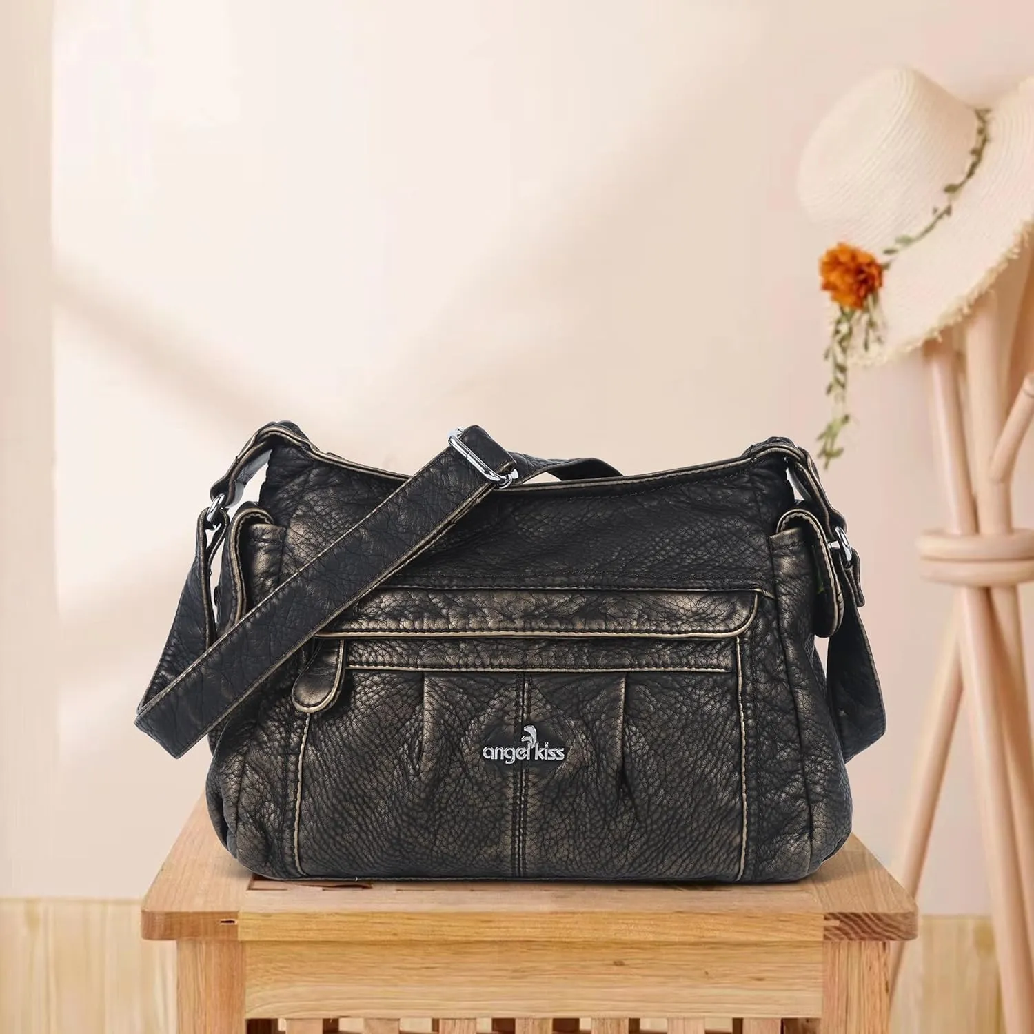Angelkiss Crossbody Bags for Women, Ladies Shoulder Handbags and Purses Medium Faux Leather Pocketbooks