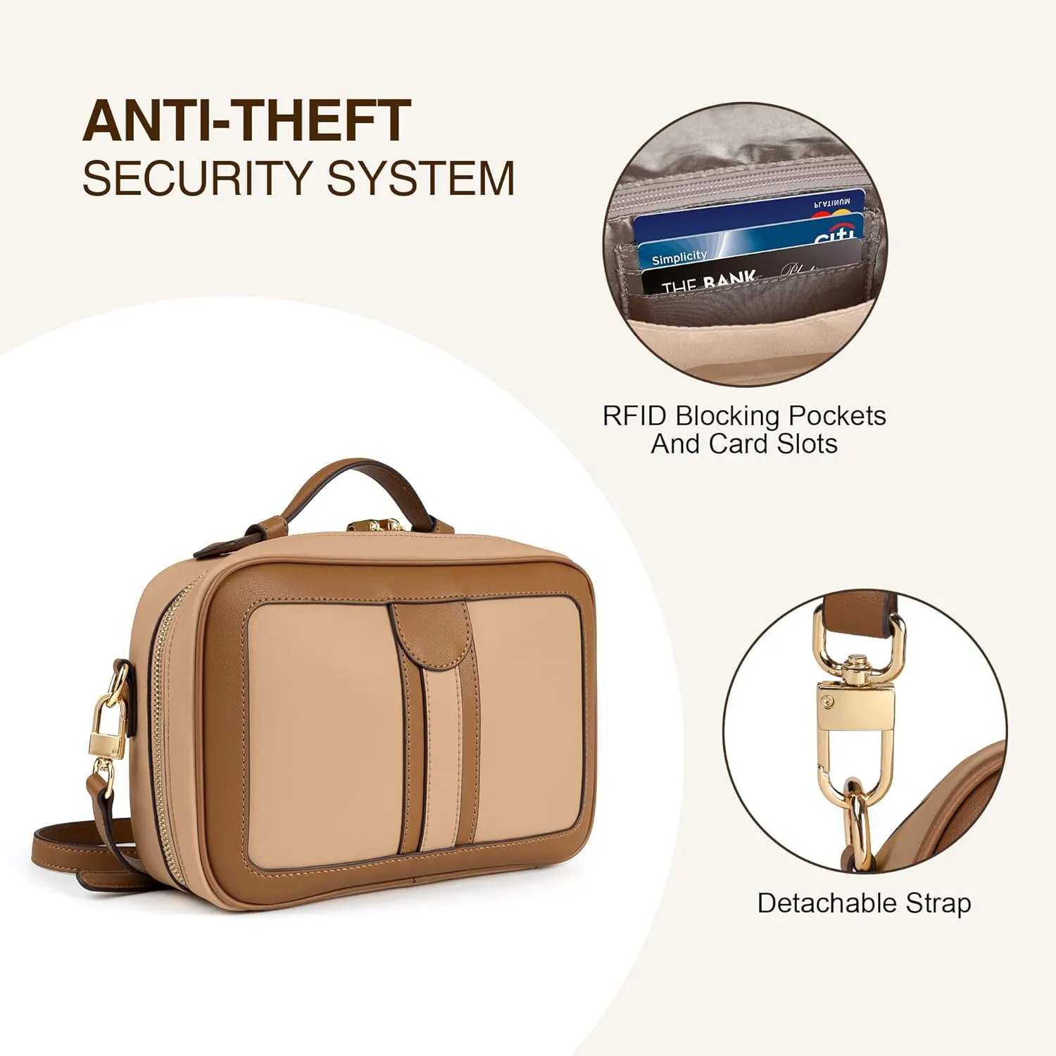Anti Theft Crossbody Bag for Women Men Trendy, Rfid Blocking Travel Bag Top Handle Shoulder Handbags