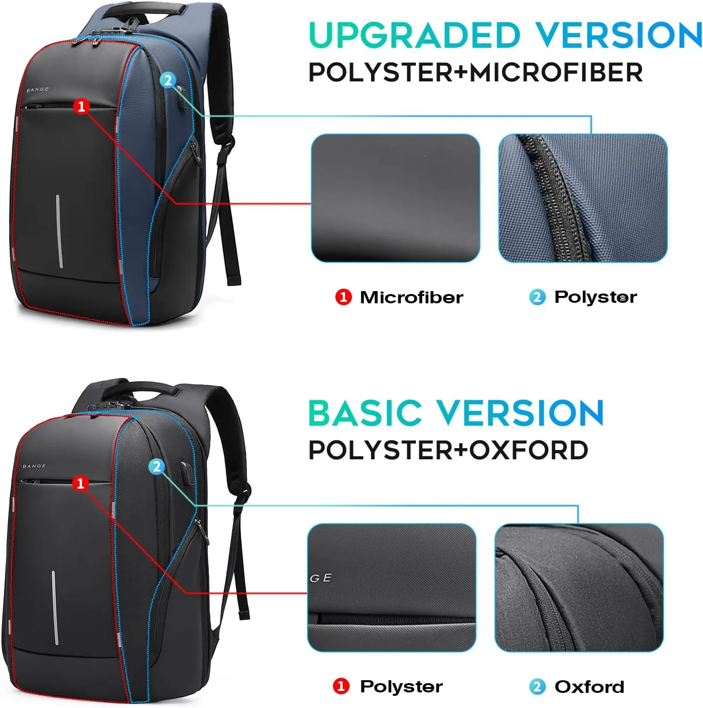 BANGE Backpack for Men, Laptop Backpacks for 15.6 Inch Notebook,Lightweight Mens Classy Backpack, Businedd Work Back Pack for Men and Women