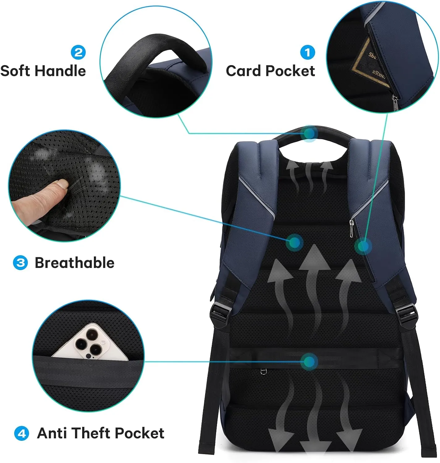 BANGE Backpack for Men, Laptop Backpacks for 15.6 Inch Notebook,Lightweight Mens Classy Backpack, Businedd Work Back Pack for Men and Women