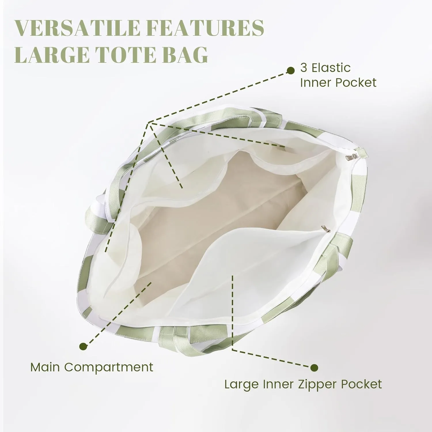 Beach Bags For Women - Large Beach Bags with Zipper Waterproof Sandproof Swim Pool Beach Bag