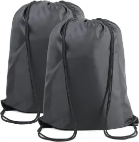 BeeGreen Black Drawstring Backpack Bags Bulk 2 Pack X-Large 22.4" L x 17.5" W Sports Cinch Sack Gym String Bags Machine Washable Heavy Duty String Backpack for Men Women