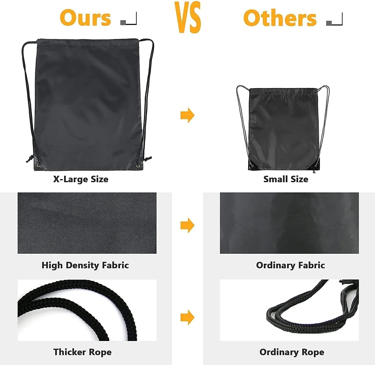 BeeGreen Black Drawstring Backpack Bags Bulk 2 Pack X-Large 22.4" L x 17.5" W Sports Cinch Sack Gym String Bags Machine Washable Heavy Duty String Backpack for Men Women