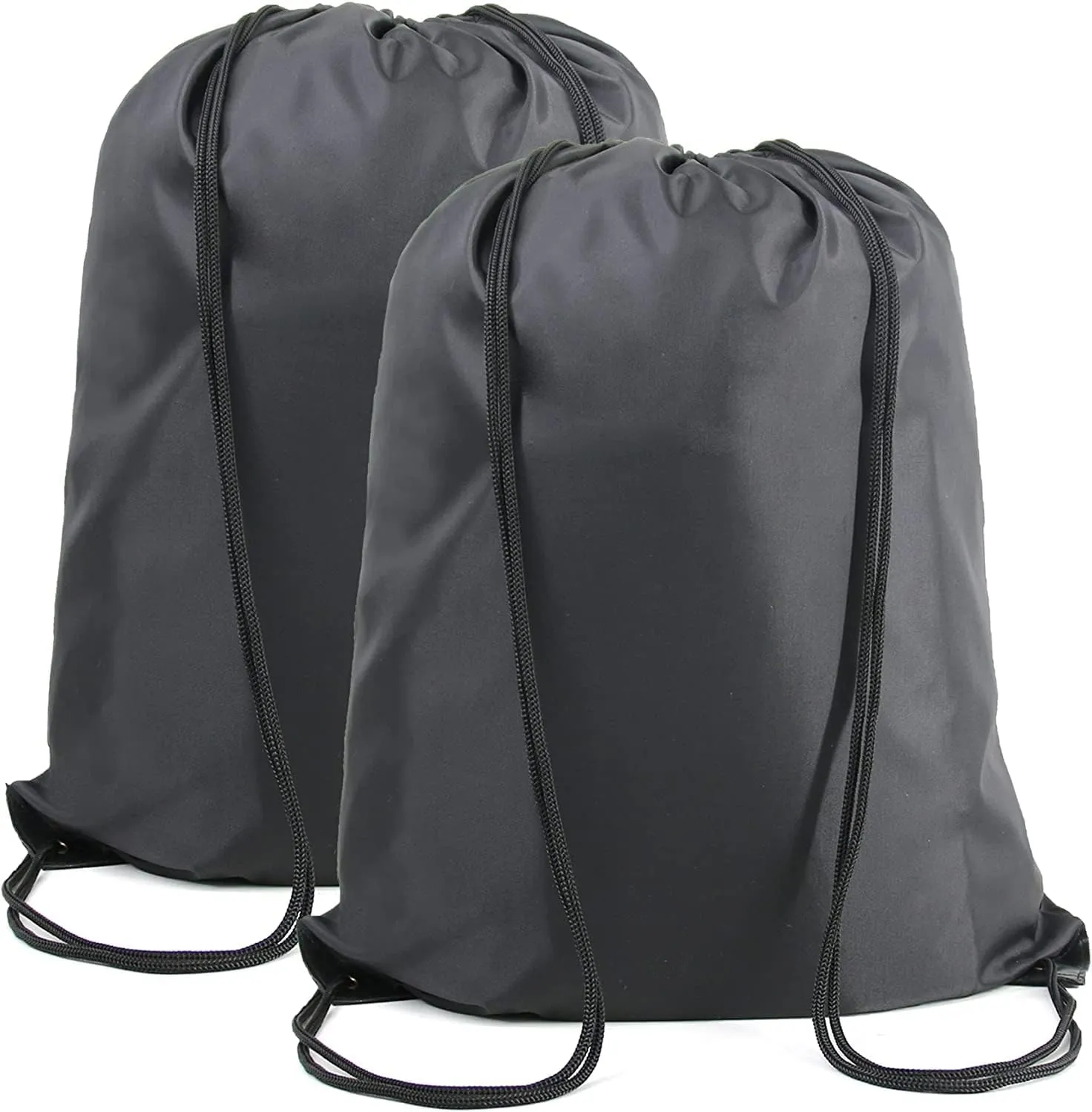BeeGreen Black Drawstring Backpack Bags Bulk 2 Pack X-Large 22.4" L x 17.5" W Sports Cinch Sack Gym String Bags Machine Washable Heavy Duty String Backpack for Men Women