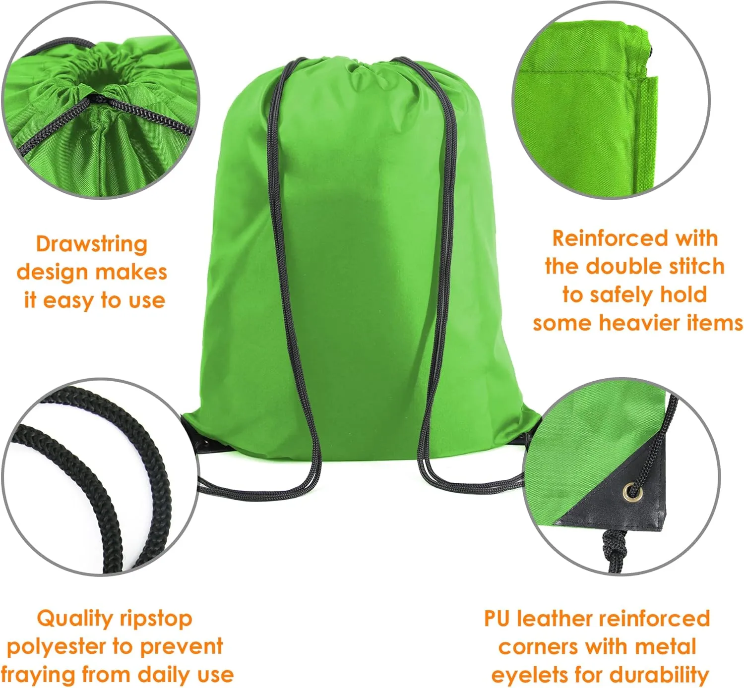 BeeGreen Green and Red Drawstring Backpack Bags Bulk 2 Pack X-Large 22.4" L x 17.5" W Sports Cinch Sack Gym String Bags Machine Washable Heavy Duty for Men Women