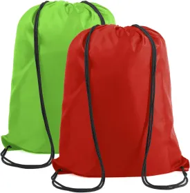 BeeGreen Green and Red Drawstring Backpack Bags Bulk 2 Pack X-Large 22.4" L x 17.5" W Sports Cinch Sack Gym String Bags Machine Washable Heavy Duty for Men Women