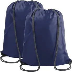 BeeGreen Navy Blue Drawstring Backpack Bags Bulk 2 Pack X-Large 22.4" L x 17.5" W Sports Cinch Sack Gym String Bags Machine Washable Heavy Duty String Backpack for Men Women