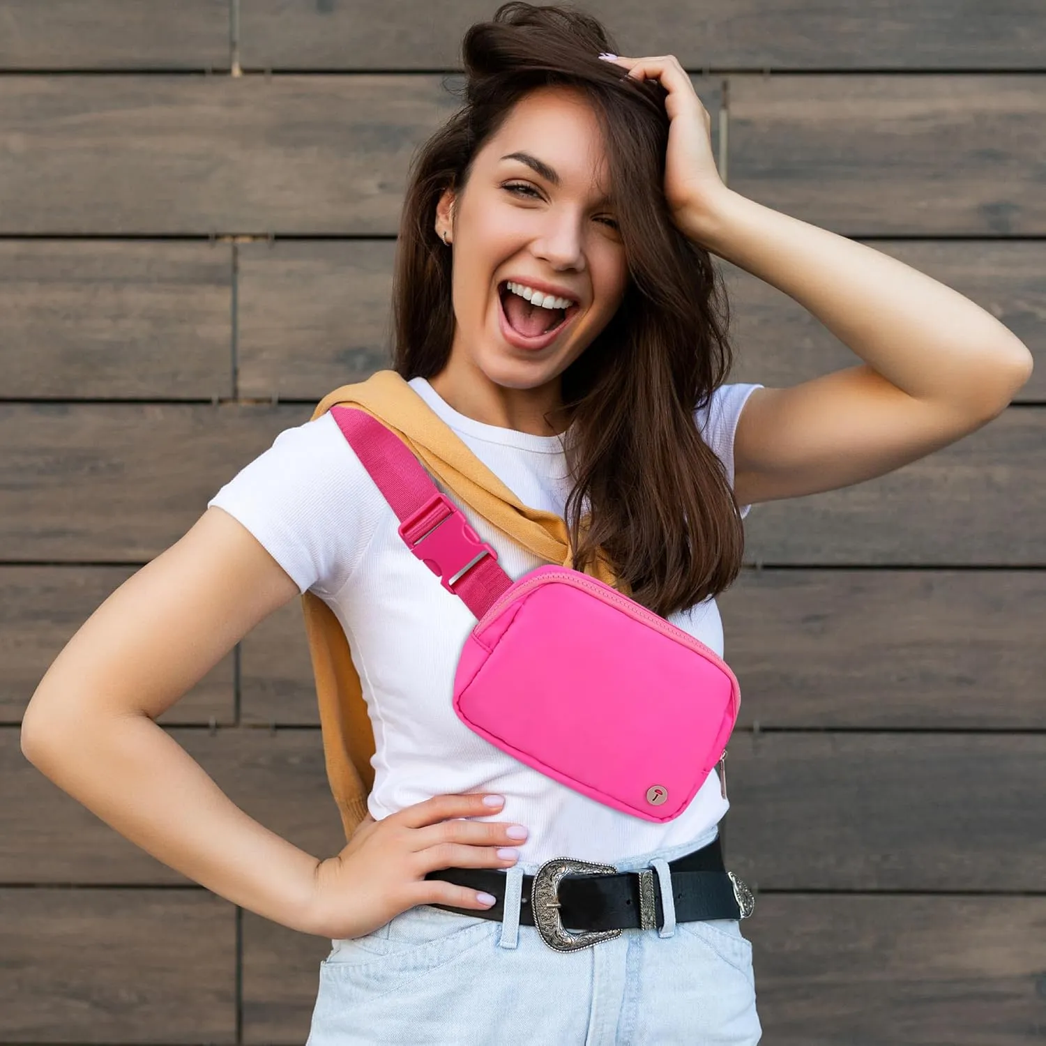 Belt Bag For Women Girls Kids Fanny Pack Fashionable Waist Packs Crossbody Bag With Adjustable Strap Waterproof Hot Pink