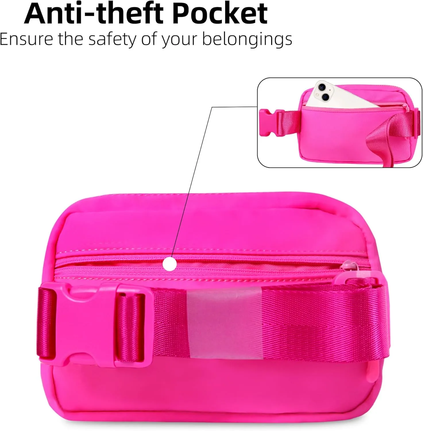 Belt Bag For Women Girls Kids Fanny Pack Fashionable Waist Packs Crossbody Bag With Adjustable Strap Waterproof Hot Pink