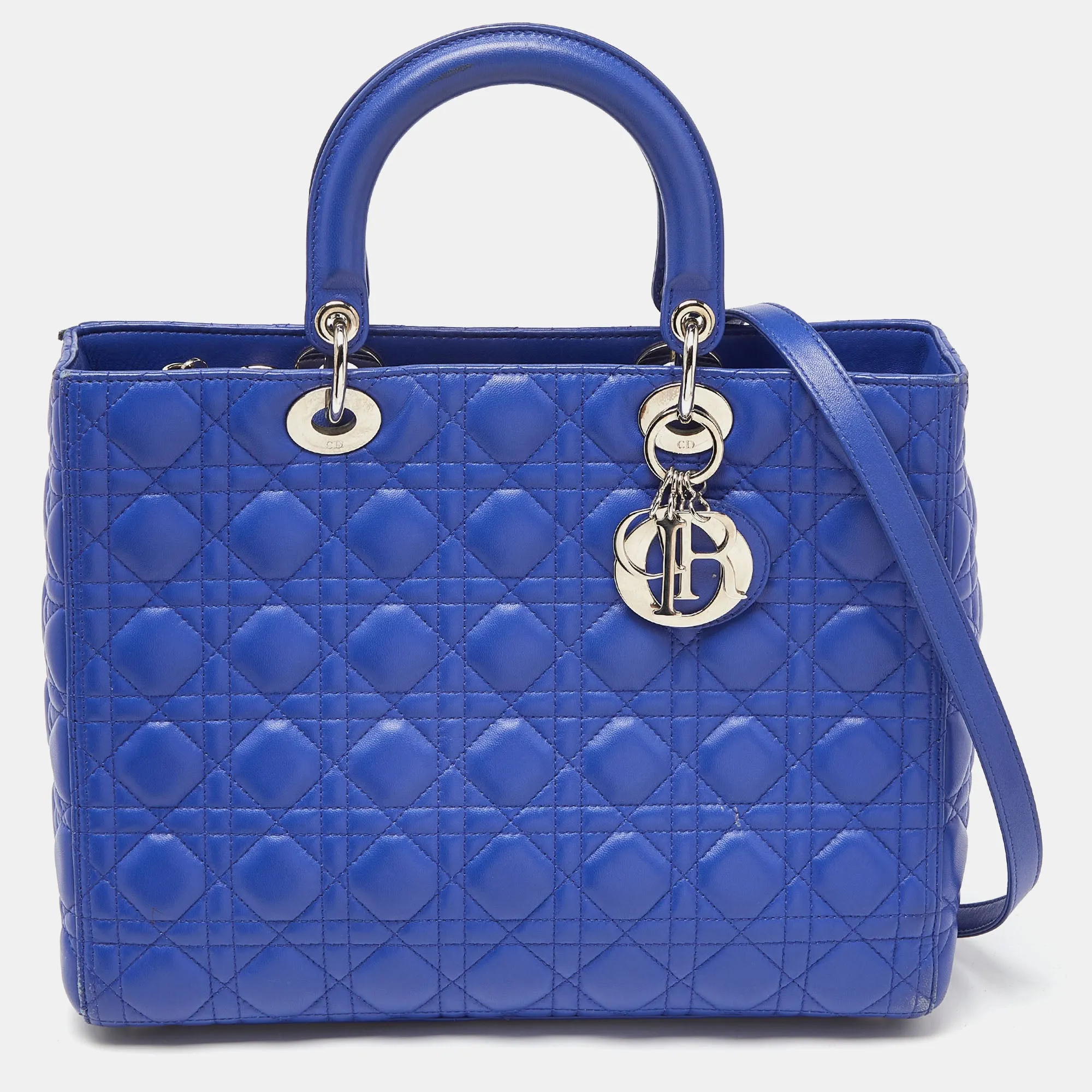 Blue Cannage Leather Large Lady Tote