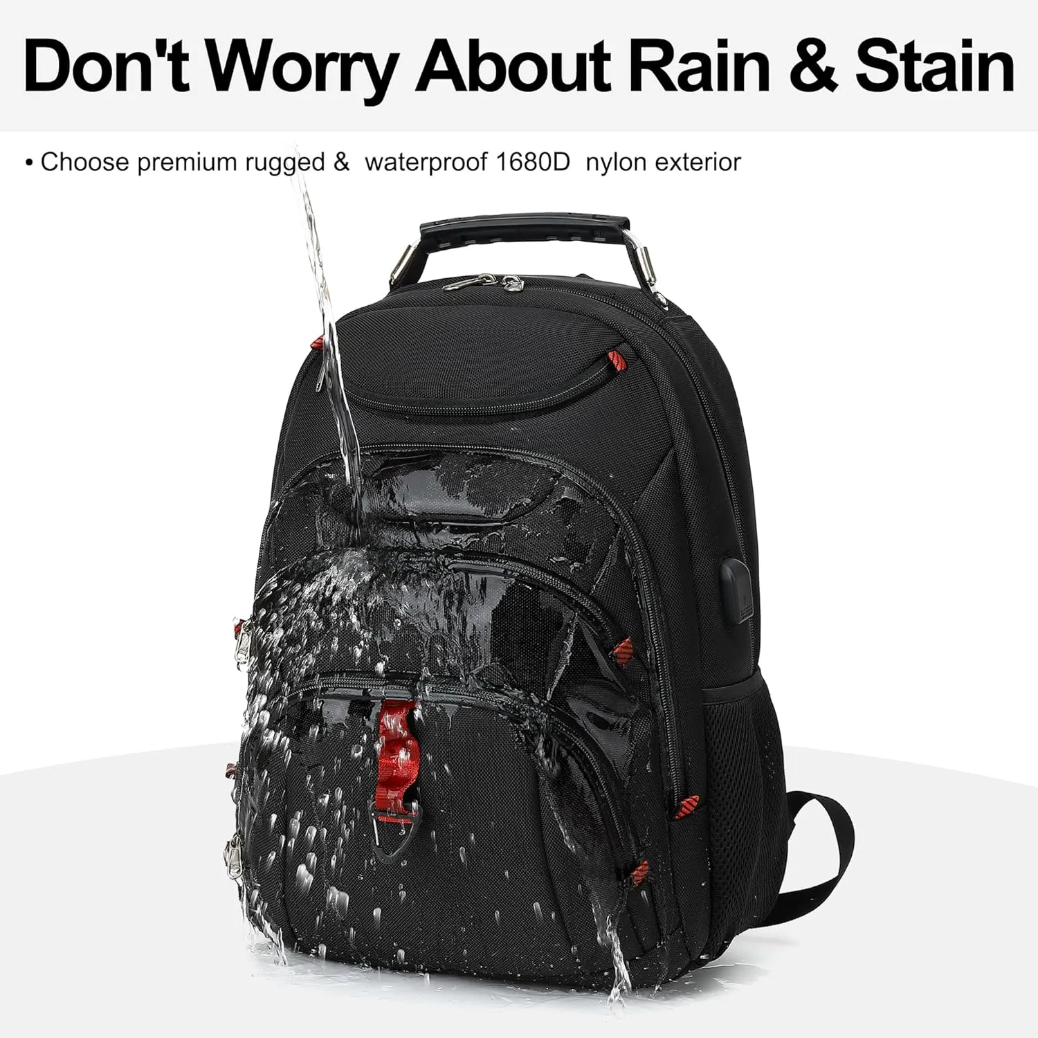 Boavan Laptop Backpack for men, 15.6 inch Laptop Bag with USB Port, Waterproof Travel Work Backpack Purse, Anti-Theft Teacher Nurse Doctor Casual Bookbags Office Business backpackBlack