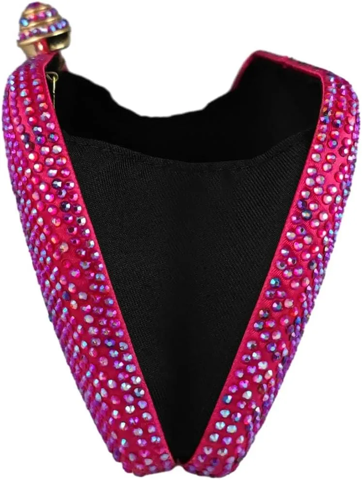 Boutique De FGG D Shape Women Crystal Evening Bags Formal Parties and Weddings Chic Clutch Purse Rhinestone Handbags, Mini
