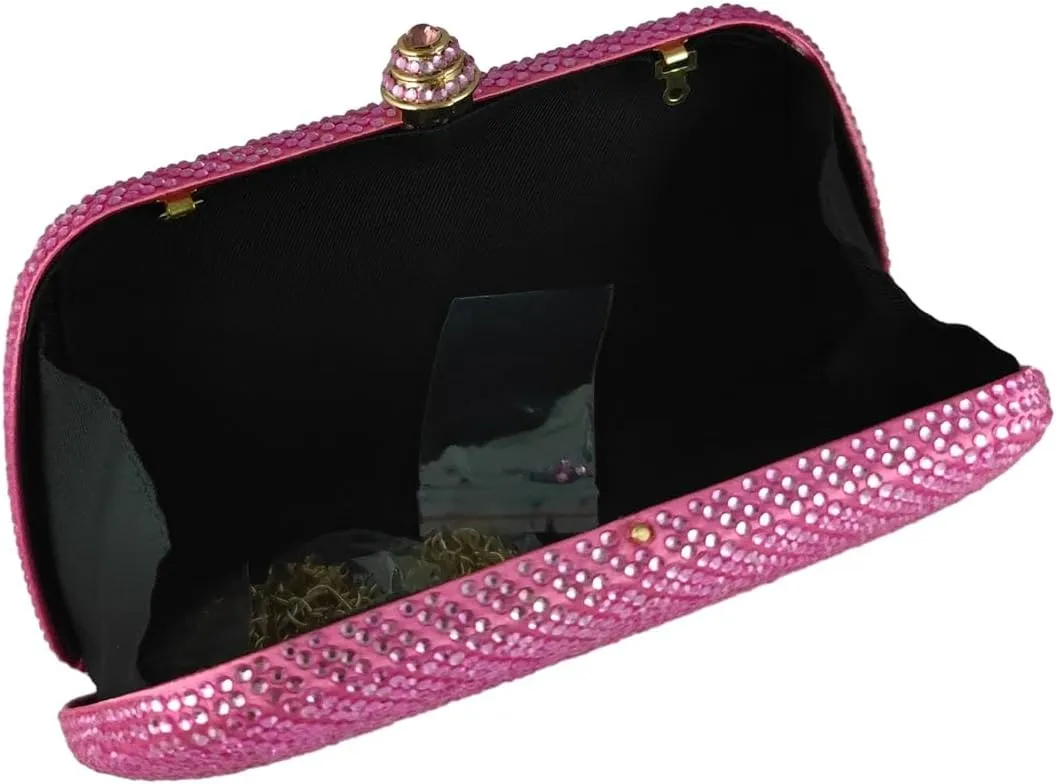 Boutique De FGG D Shape Women Crystal Evening Bags Formal Parties and Weddings Chic Clutch Purse Rhinestone Handbags, Mini