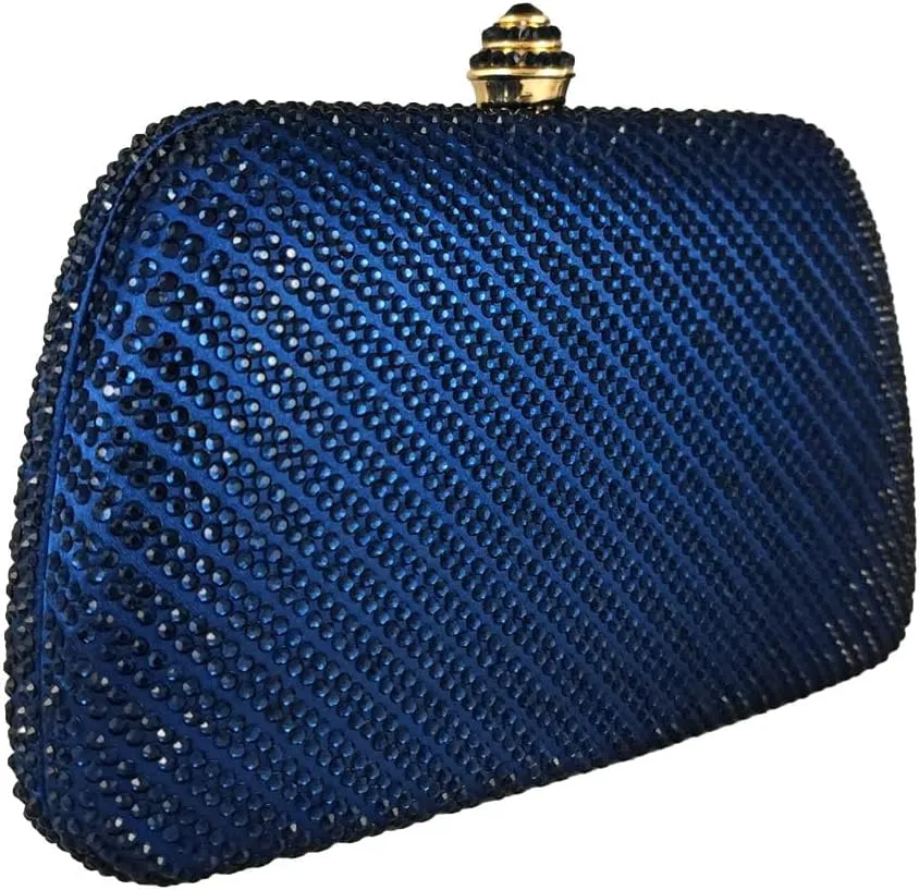 Boutique De FGG D Shape Women Crystal Evening Bags Formal Parties and Weddings Chic Clutch Purse Rhinestone Handbags, Mini