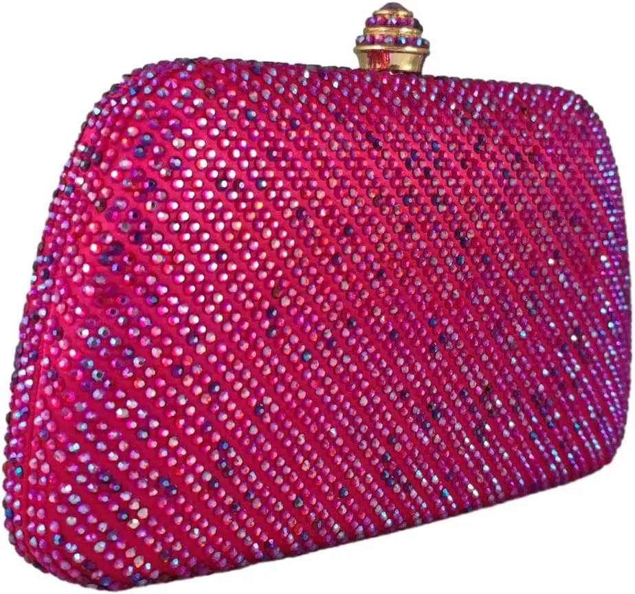 Boutique De FGG D Shape Women Crystal Evening Bags Formal Parties and Weddings Chic Clutch Purse Rhinestone Handbags, Mini