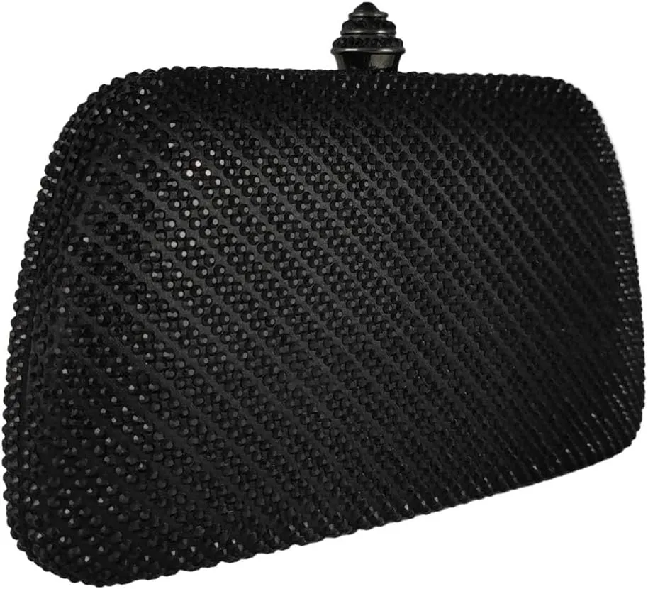 Boutique De FGG D Shape Women Crystal Evening Bags Formal Parties and Weddings Chic Clutch Purse Rhinestone Handbags, Mini