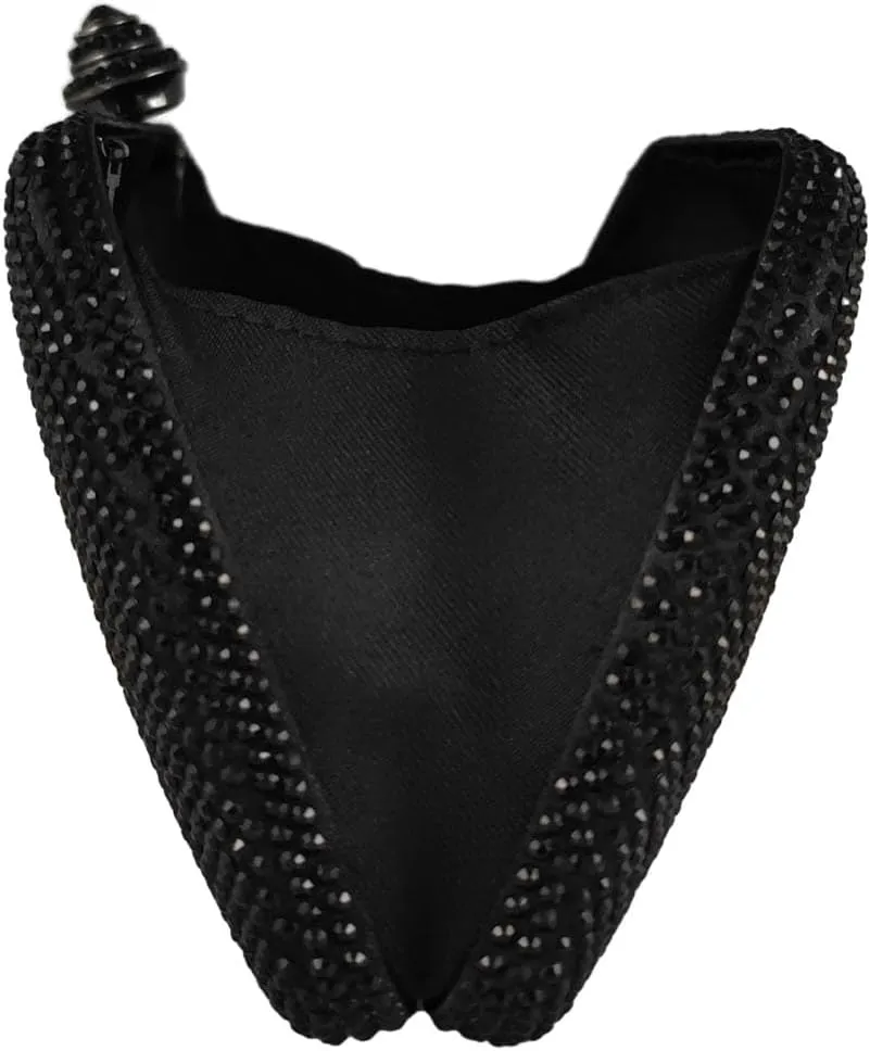 Boutique De FGG D Shape Women Crystal Evening Bags Formal Parties and Weddings Chic Clutch Purse Rhinestone Handbags, Mini