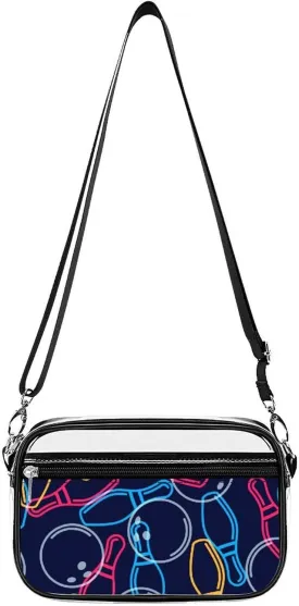Bowling Ball Bowling Pins Clear Purse Messenger Bag Crossbody Bags with Adjustable Shoulder Strap Front Pocket