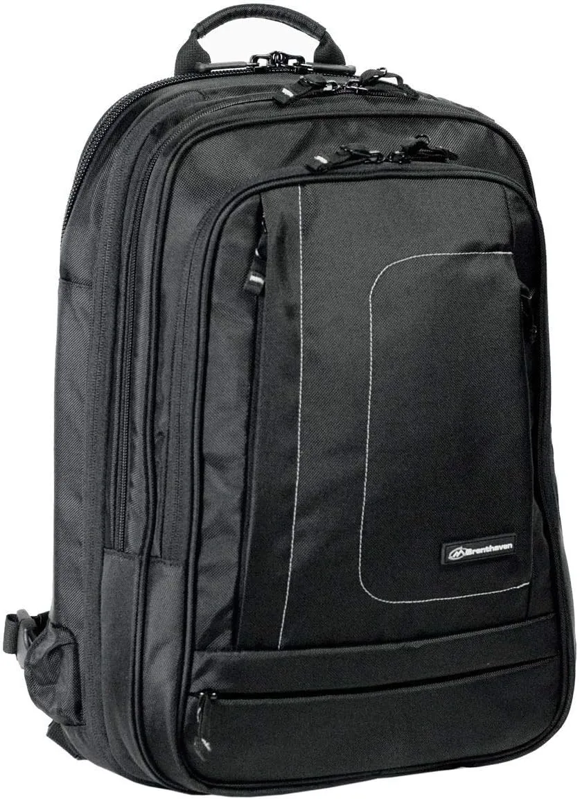 Brenthaven Metrolite Travel Backpack Fits 15.6 Inch Chromebooks, Laptops, Tablets, Plane Carry On Bag - Black, Durable, Rugged Protection from Impact and Compression