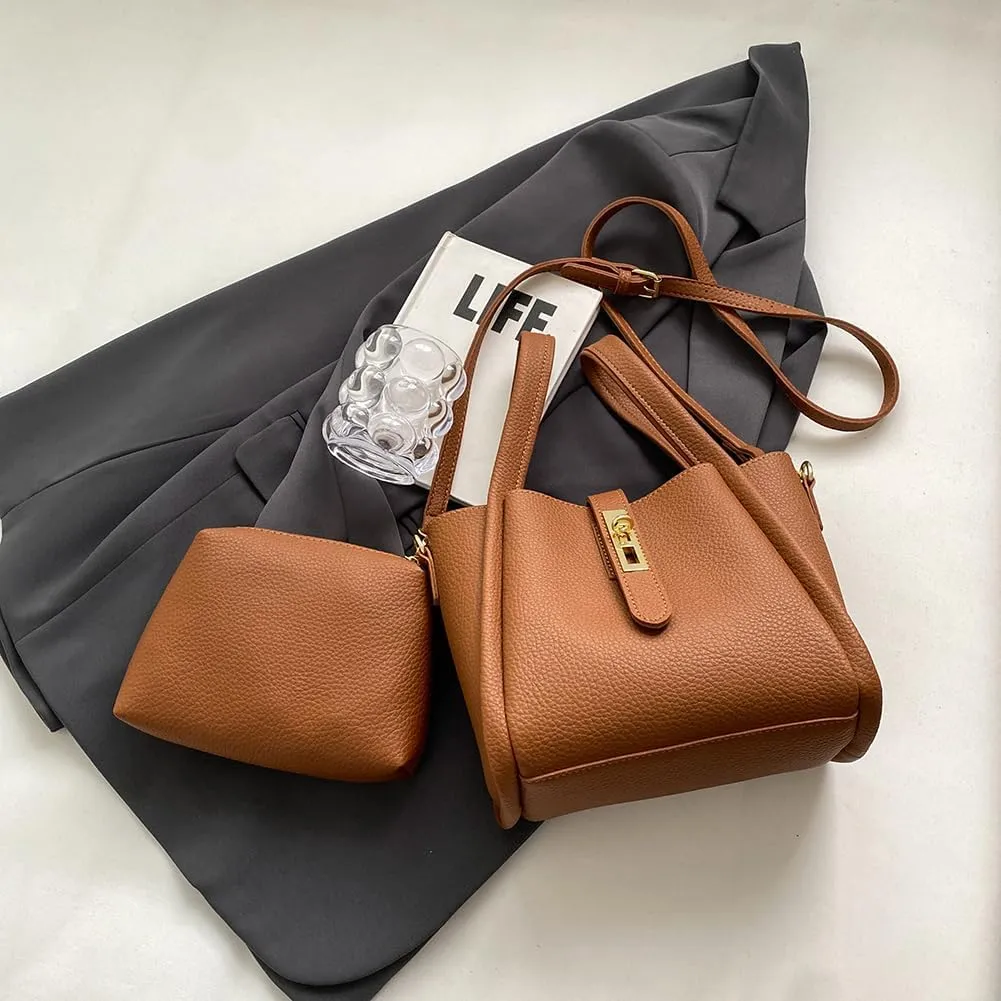 Bucket Bags for Women Vegan Leather Tote Bag Small Handbag Top Handle Bag Trendy Stachel Bag Crossbody Purse