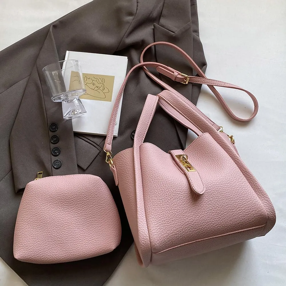 Bucket Bags for Women Vegan Leather Tote Bag Small Handbag Top Handle Bag Trendy Stachel Bag Crossbody Purse