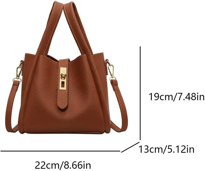 Bucket Bags for Women Vegan Leather Tote Bag Small Handbag Top Handle Bag Trendy Stachel Bag Crossbody Purse