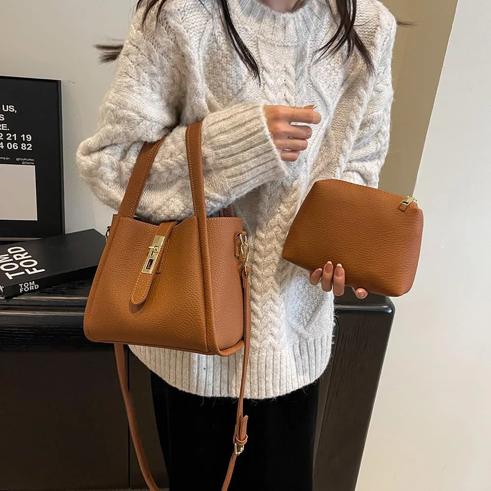 Bucket Bags for Women Vegan Leather Tote Bag Small Handbag Top Handle Bag Trendy Stachel Bag Crossbody Purse