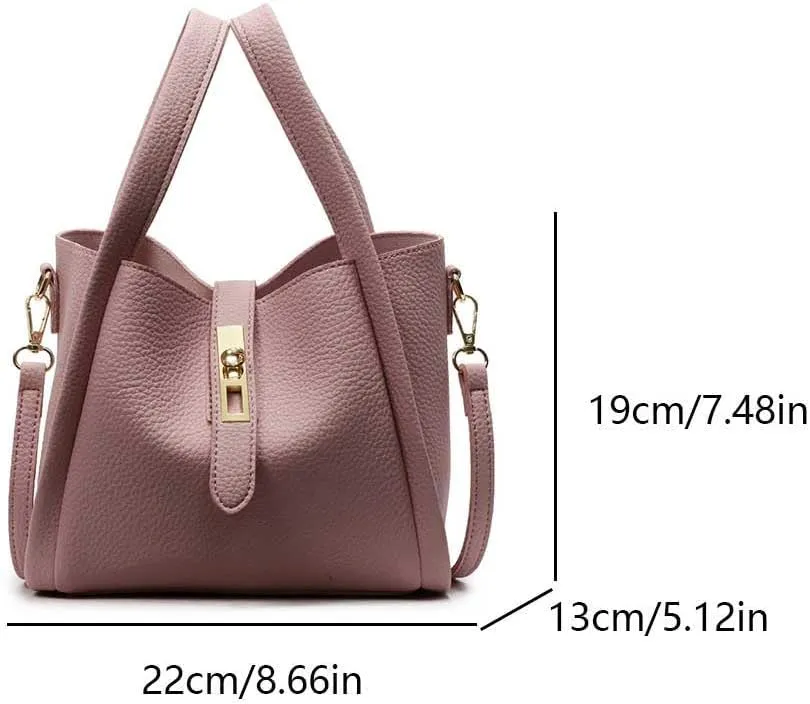 Bucket Bags for Women Vegan Leather Tote Bag Small Handbag Top Handle Bag Trendy Stachel Bag Crossbody Purse
