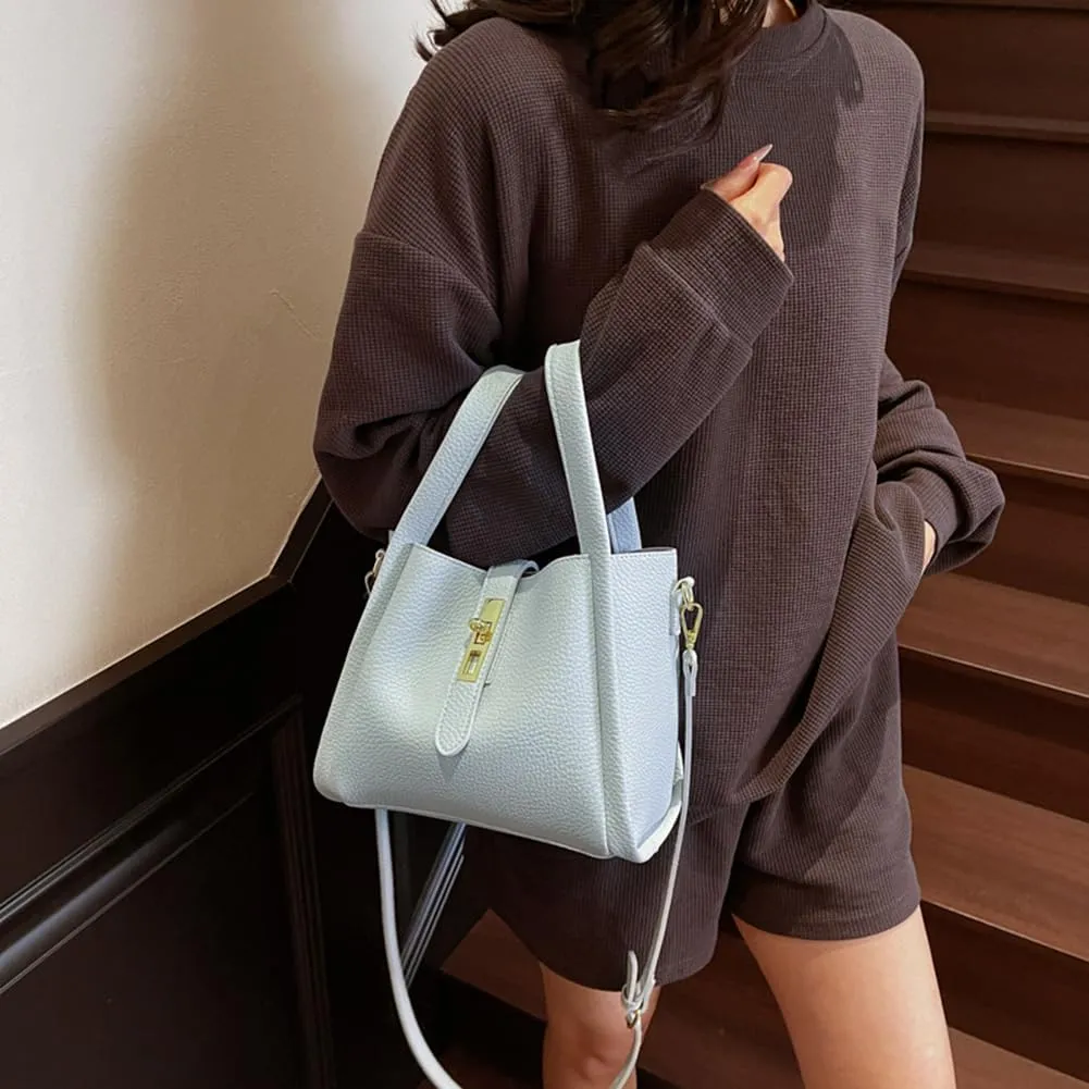 Bucket Bags for Women Vegan Leather Tote Bag Small Handbag Top Handle Bag Trendy Stachel Bag Crossbody Purse