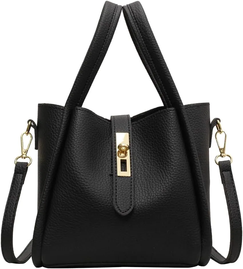 Bucket Bags for Women Vegan Leather Tote Bag Small Handbag Top Handle Bag Trendy Stachel Bag Crossbody Purse