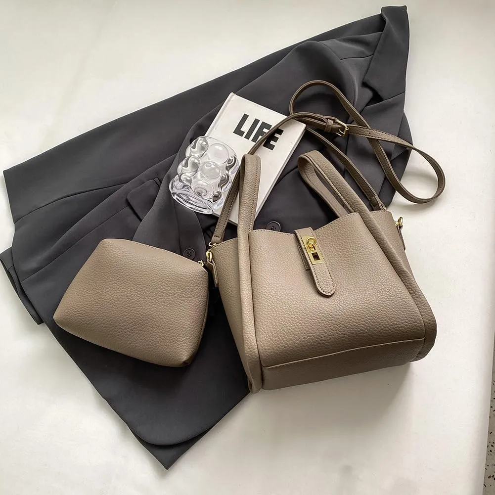 Bucket Bags for Women Vegan Leather Tote Bag Small Handbag Top Handle Bag Trendy Stachel Bag Crossbody Purse