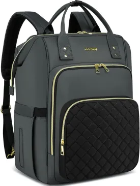 CAFELE Laptop Backpack for Women, Convertible Backpack for Teacher Nurse with Water Resistant, Quilted Travel Work Backpack with USB Port, Quilted Commuter Backpack, Dark Gray(2323H-03)