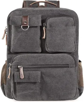 CAMTOP School Backpack Vintage Canvas Laptop Backpacks Men Women Rucksack Bookbags