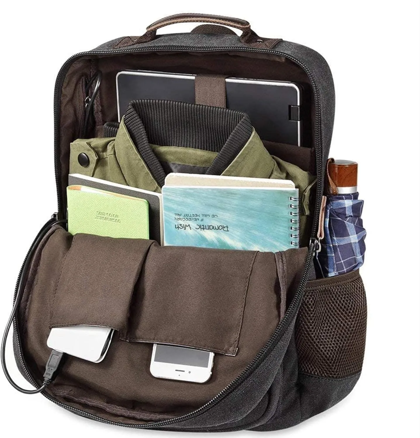 CAMTOP School Backpack Vintage Canvas Laptop Backpacks Men Women Rucksack Bookbags