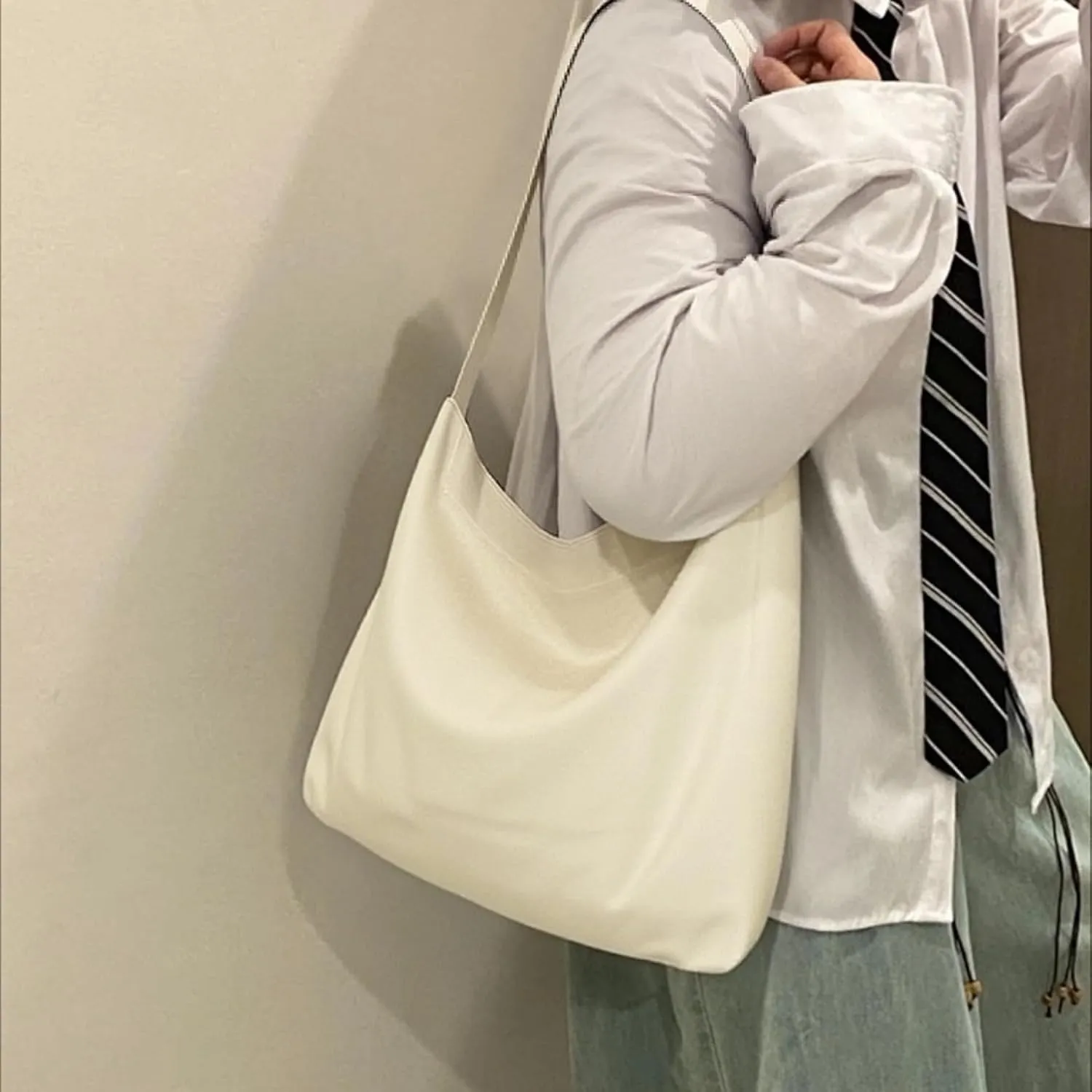 Canvas Bag with Magnetic Snap Large Size Simple Design Thick and Sturdy