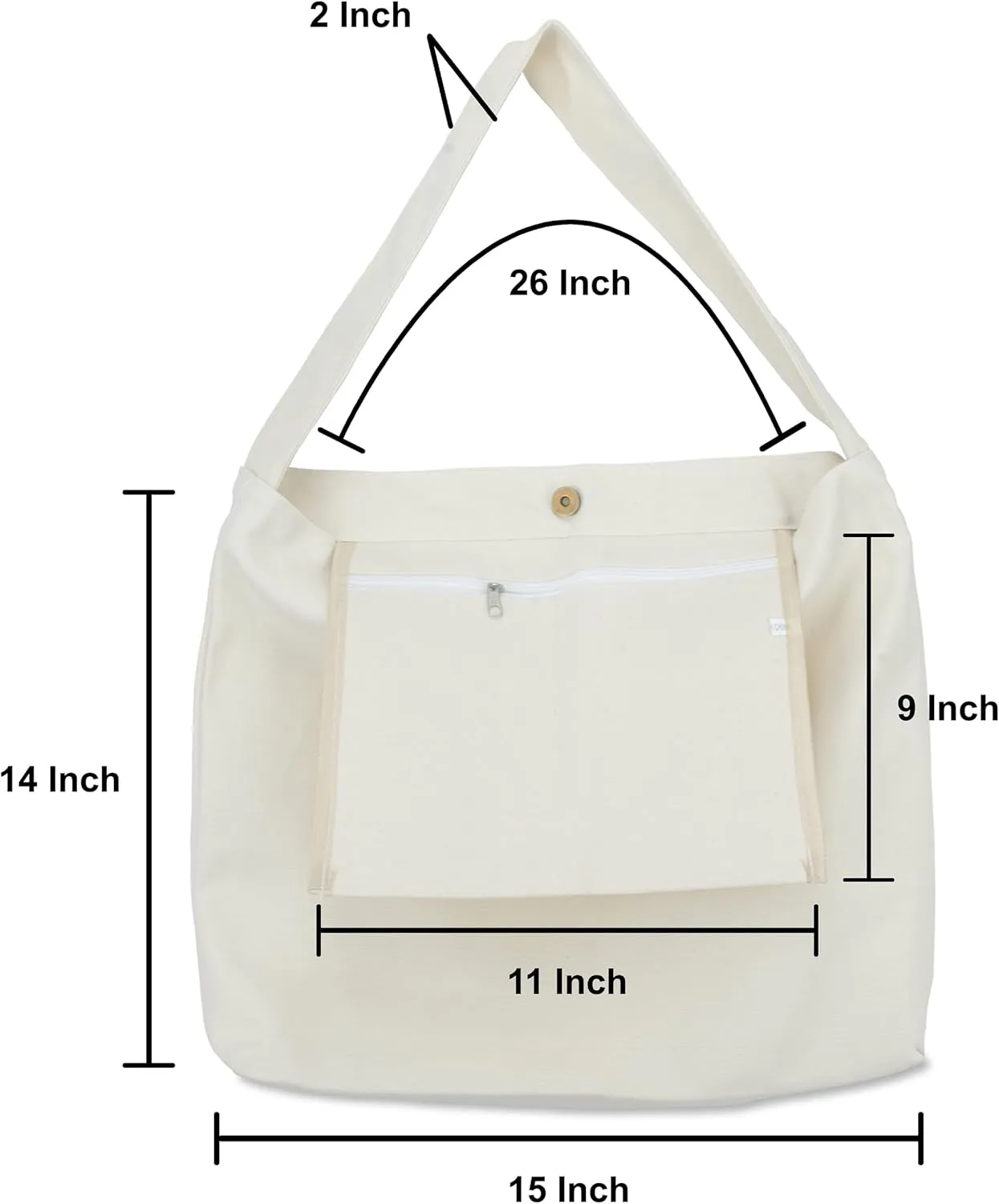 Canvas Bag with Magnetic Snap Large Size Simple Design Thick and Sturdy