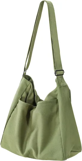 Canvas Crossbody Bag Shoulder Message Bag Large Hobo Tote Bag for Women and Men Work College Bag with Computer Compartment